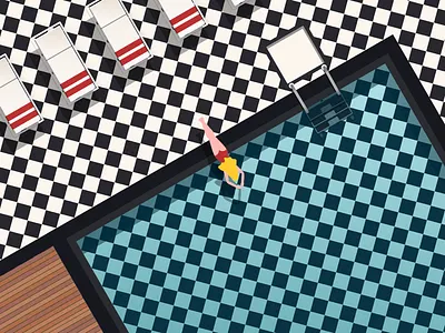 Blonde Into Blue design geometric illustration minimal pool swim vector woman