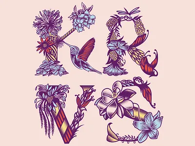 KRVS apparel floral hand lettered lettering letters radio type typography