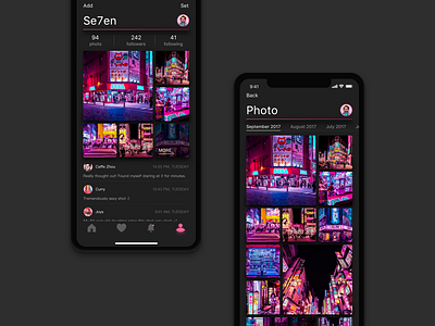 #008_Blog practice app black blog clean dark japan pink ui