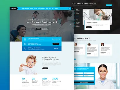 Dental Joomla Template - Home Layout cms dental dentist design joomla recover template ui ux website