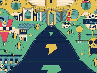 Y'allywood 2017 atlanta buildings city ferris wheel film landscape poster