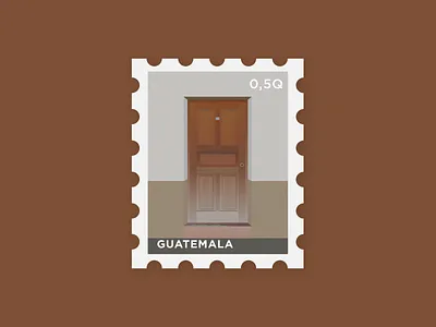La Puerta 22 brown caramel cement cents door fall illustration postage puerta stamp texture wood