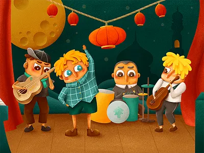 Christmas lights band children christmas coldplay color cute illustration lantern music show stage wallpaper