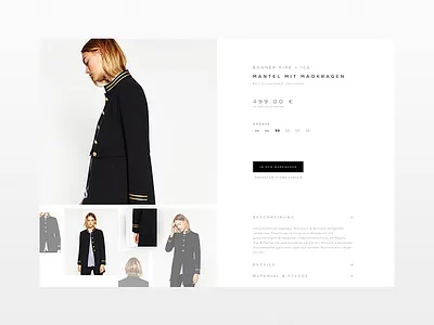 D E T A I L P A G E X B O G N E R clean dark design ecommerce fashion luxury product shop ui ux website