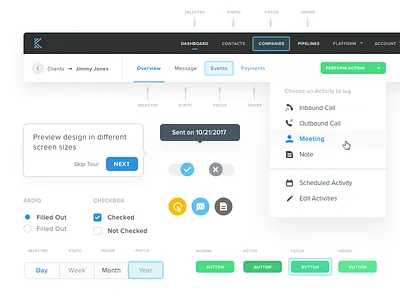 Kizen Style app button design system dropdown modal style guide webapp toggle tour ui uikit ux webdesign