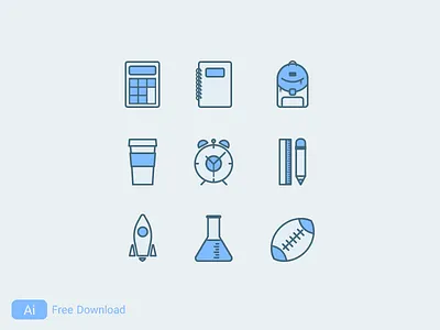 Back to school ai bag design hamed nikgoo icon iconset nikgoo notebook pen rocket school vector