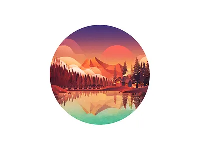 Scenery Illustrations animation weather mobile branding web colour tree scenery flowers app lake forest app illustration logo landscape flat moonlight adventure theme mountain ux sea ios icon ui game