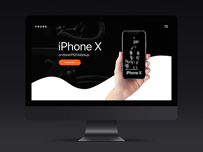 Free Dark Banner - iPhone X on Hand Mockup app dark ui elegant hero header iphone x iphone x mockup landing page modern style web banner