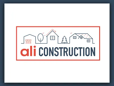 Ali Construction bi color construction house illustration logo red tree