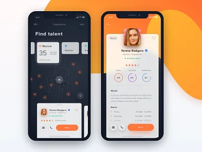 Homecare Concept Exploration booking card doctor health homecare ios iphone x map nurse stats