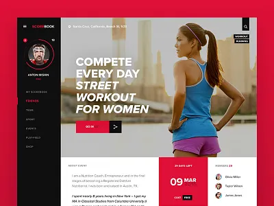 ScoreBook Event scorebook sorokins sport ui user experience user interface ux web web design webdesign website