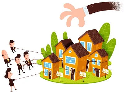 newspaper illustration: real estate agents economic economy funda real estate