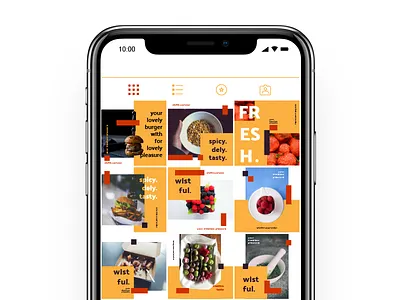 Instagram Feed Concept (Shaped) advertise feed food grid instagram layout photography post social media square ui ux