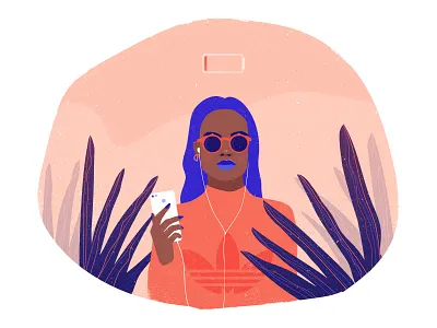 Illustration 3 character fashion illustration iphone leaf vector woman