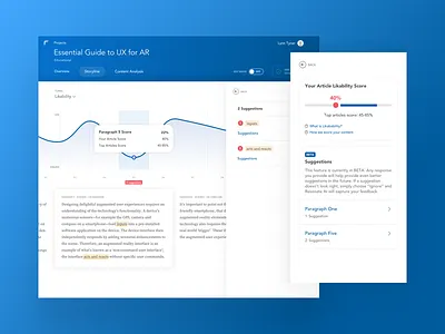 Storyline Resonate AI app clean desktop editor graph interface text typography ui ux writer writing