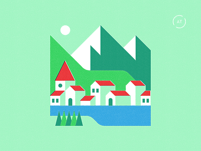 Been There - Austria building flat forest infographic lake layout map mountain nature travel village vintage