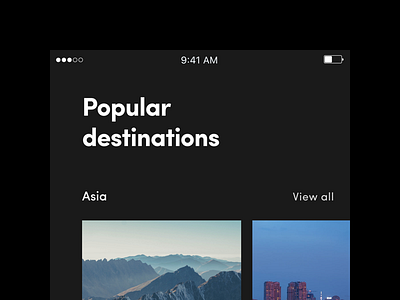 Travel App for iOS app homepage ios travel