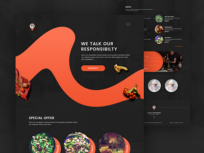 Restaurant Web Template booking dark dinner food lunch order restaurant services ui ux web template