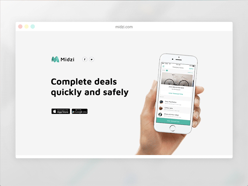 Midzi Website animation app iphone landing landing page marketing web web design