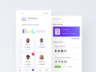 Learn, rent, travel app no. 3 app book bright fireart fireart studio graph purple reviews travel ui ux white