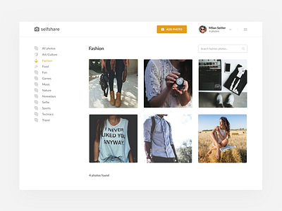 Selfshare concept admin button dashboard grid list menu photos ui user web