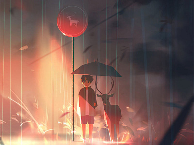 Deer character deer environment illustration interior photoshop totoro