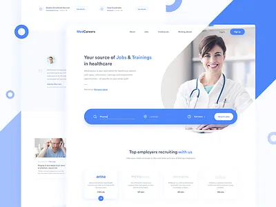MedCareers - Recruitment in Healthcare 👩🏻⚕️ clean design homepage interface jobs landing page minimal recruitment sketch ui ux web