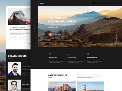 Online Radio or Podcast Website Landing Page clean dark landing page music online online radio player podcast radio soundcloud studio website