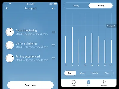 Desk Control App - Tracking app control desk goal graph remote setup statistics tracking