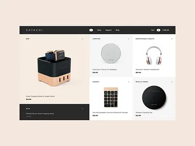 SATECHI desktop e commerce grid minimal satechi shop site ui ux web
