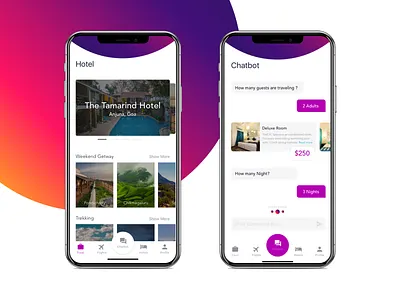 #Daily UI Travel App Iphonex chatbot goa hotelapp ios11 iphone10 iphonex minimal tavelapp ui ux