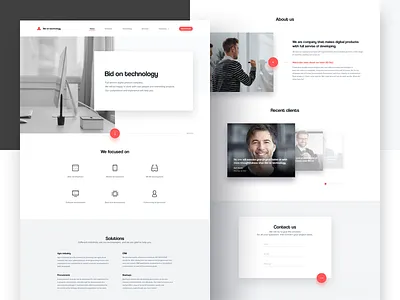 Bid On Technology clean develop digital landing page pixel perfect ui ux web white