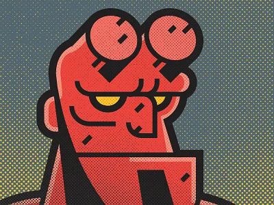 Hellboy bprd character comic halftone hellboy vector