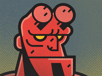 Hellboy bprd character comic halftone hellboy vector