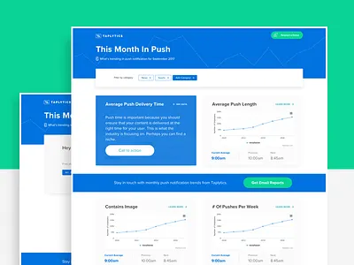 Taplytics This Month In Push chart design flat graph landing page report saas startup taplytics trend website