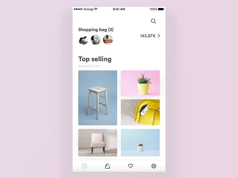 Furniture shop app minimalist animation clean furniture interaction minimalist principle product shop shop app sketch