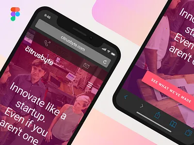 Citrusbyte Website dark download figma freebie ios 11 iphone x mobile pink safari website