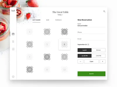 The Great Table order outsystems pos reservation restaurant tablet ui