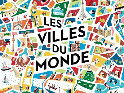 Editions Milan book buildings cities graphic illustration map