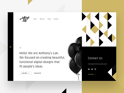 Anthony's Lab agency anthony baloon black gold lab minimal pattern portfolio simple studio triangle