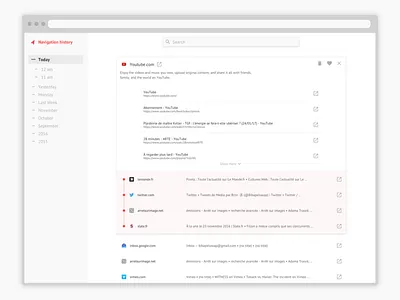 Browser navigation history browser design history link navigation plugin chrome product product design ui ui design ux ux design web