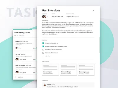 Project Management: Tasks app card desktop management material project scope task to do list trello ux web