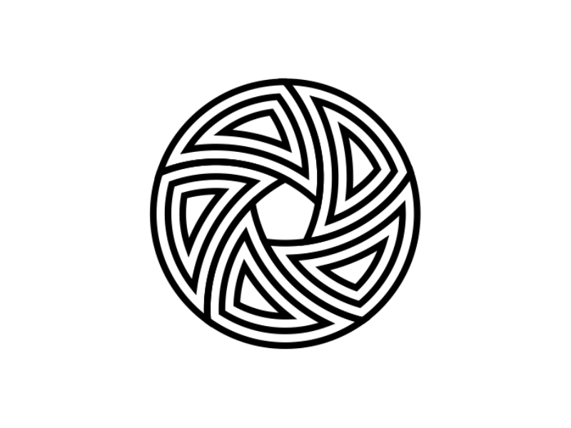 TBR animation black circles logo mark op art pentagon soccer star