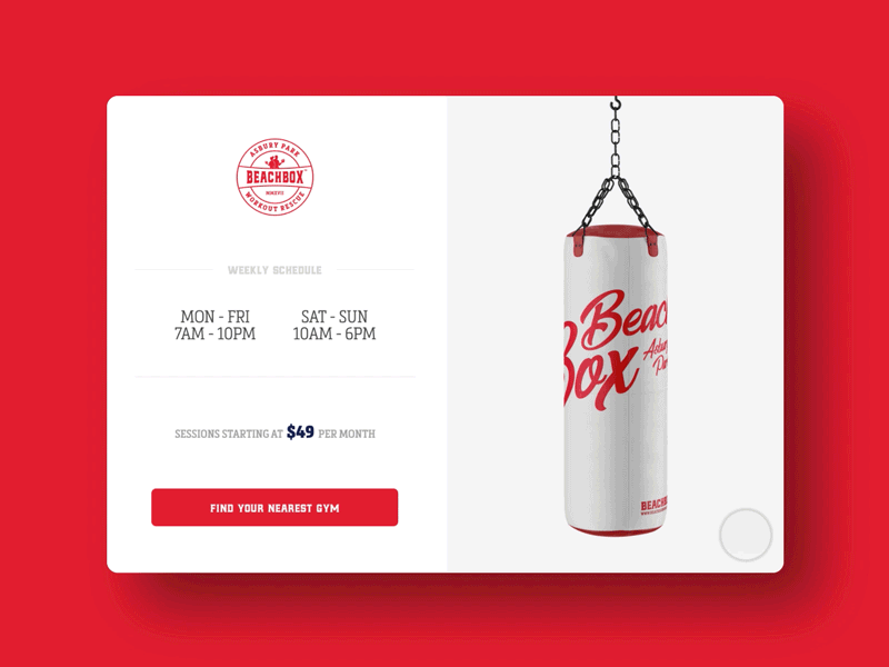 Beach Box animation boxing gym transitions web design web development workout