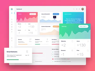 G-Host Admin Dashboard admin panel chart color dashboard gradients icons list