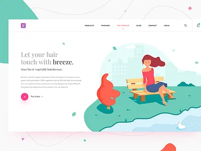 Hair salon - concept landing page appointment box cart girl gradient hair hair salon landing page menu park product search