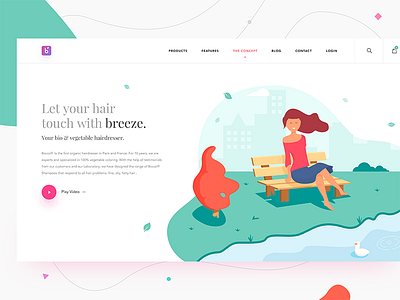 Hair salon - concept landing page appointment box cart girl gradient hair hair salon landing page menu park product search