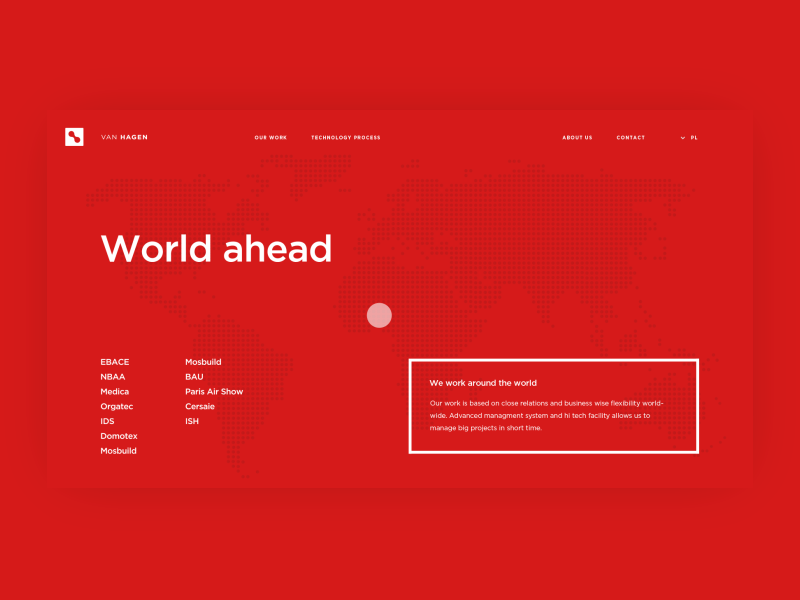 Van Hagen - map animation corporate dark dot dotted grey home jakobsze map michal motion red simple unikat ux