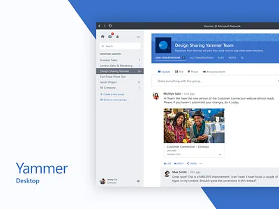 Yammer Desktop Application clean desktop microsoft teams teamwork ui web yammer