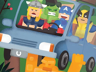 Marvel Road Trip captain america character drawing hulk illustration marvel road trip skateboard super hero texture thor wolverine